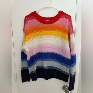 Old Navy Striped Crewneck Sweater in Red, Pink, Orange, Yellow & Blue